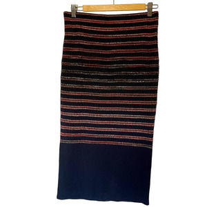 RACHEL Rachel Roy Space-Dye Striped Knit Pencil Midi Skirt L